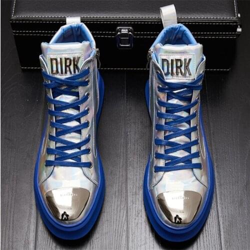 2021 New Luxury Brand Men Fashion High Top Sneakers Spring Autumn Casual Men Leather Boots Microfiber Shoes