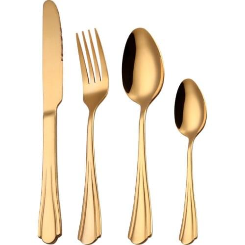 Tablewellware 2020 Gold Cutlery Stainless Steel Fork Spoon Knife Set Tableware Kitchen Dinner Set Dinnerware Set Eco Friendly
