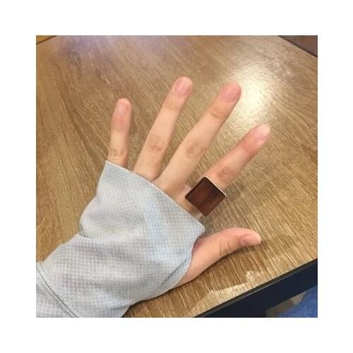 New Arrival Women Fashion Jewelry Wood Material Ring Brown Black Square Resizable Ring Factory Wholesale