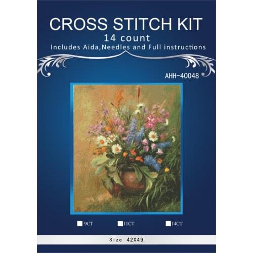 Oneroom vase flowers Scenery Embroidery Needlework Crafts 14CT Unprinted DMC DIY Quality Cross Stitch Kits Handmade Arts Decor