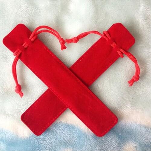 Wholesale 1000pcs/lot good quality crystal ballpoint velvet pen bag pen pouch pen case with rope 6 colors