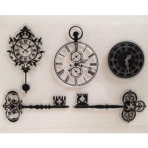 Transparent Clear Stamps key clock for Scrapbooking DIY Silicone Seal Photo Album Decor Embossing Folder Template