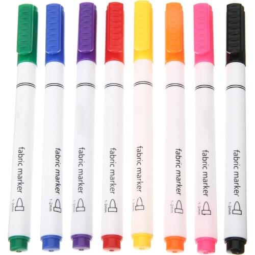 8 Piece Multicolor Clothes Textile Markers Fabric Pens Arts Crafts DIY T-shirt Painting Pen For Student Child Writing Supplies