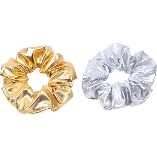 Gold Scrunchie Girls Elastic Hair Bands For Women Scrunchies Hair Accessories Ring Rope Tie Sliver Headwear Ponytail Holder Gum