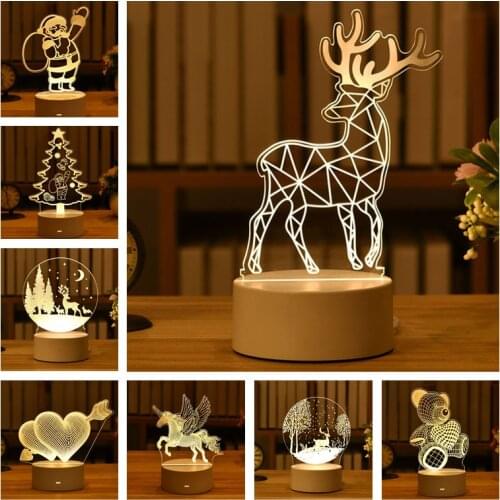 Navidad Ornaments 3D Lamp Acrylic LED Night Lights Fairy Lights Christmas Decor for Home Room New Year Gifts Xmas Wedding Lamp