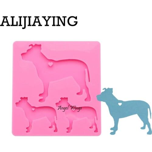 DY0103 DIY Dog family shape silicone mold key ring mold Silicone Dog mother/baby Mold for keychain