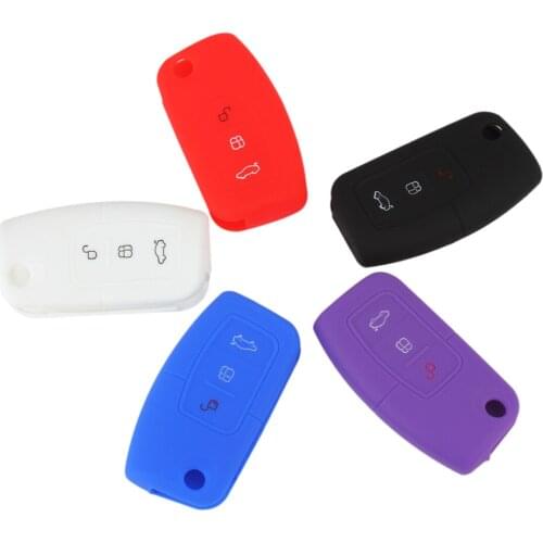 3 Buttons Silicone Remote Car Key Case Flip Folding Key Cover Keyless Entry Transmitter Remote Case for Ford Fiesta