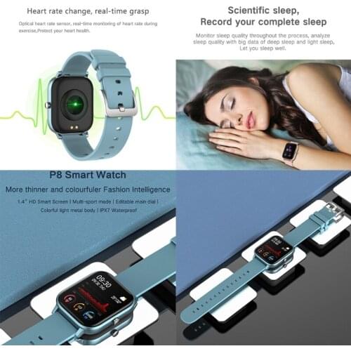 H7JF P8 1.4 inch Smart Watch Men Full Touch Smartwatch Fitness Tracker Blood Pressure Fitness Tracker Smart Clock Women Smart