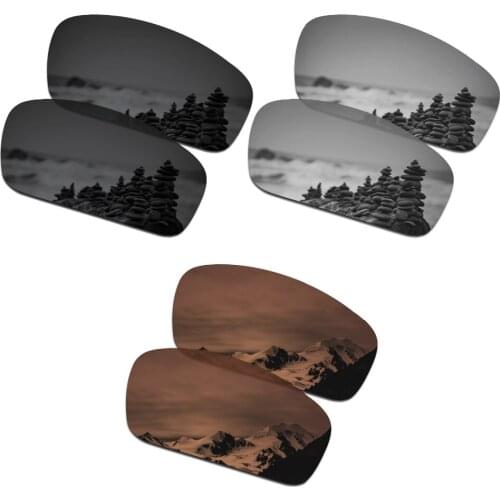 SmartVLT 3 Pairs Polarized Sunglasses Replacement Lenses for Oakley Splinter Stealth Black and Silver Titanium and Amber Brown