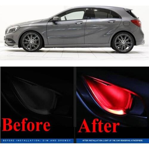 4pc CF style stickers on cars interior inside door handle atmosphere lamp for mercedes w230 r170 r171 r172 r199 w176 w168 w169