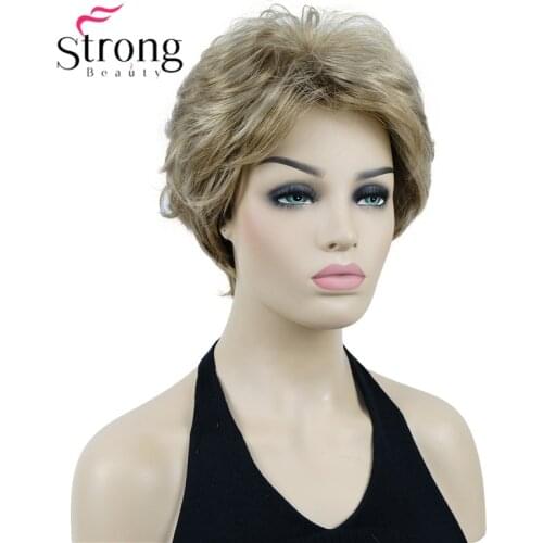 StrongBeauty Short Soft Layered Blonde Thick Fluffy Full Synthetic Wig COLOUR CHOICES