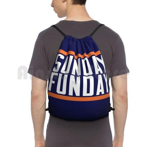 Sunday Funday Backpack Drawstring Bags Gym Bag Waterproof Monday Sunday Football Sports Bears Chicago Bear Down Tailgate