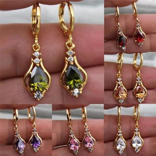 Pendientes largos Vintage para mujer bonitos pendientes de aro de Color dorado para mujer delicados