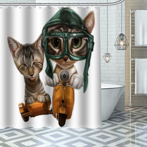 Catoon Cat Shower Curtains Waterproof Fabric Cloth Bathroom Decoration Supply Washable Bath Room Curtain douche