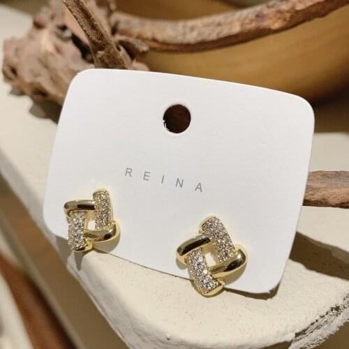 ZDMXJL 2021 New Arrival Fashion Womens Earrings Fine Metal Geometry Zircon Earrings for Women Bijoux Jewelry Gift Drop-shipping