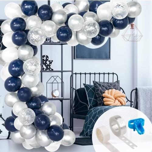 123pcs /set Ink Blue Balloon Garland Arch Set Boy Baby Birthday Decoration Clear White Helium Ballons Wedding Party Supplies