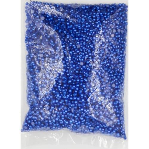 2mm~14mm All Size Sapphire Color Flat back ABS round Half Pearl beads, imitation plastic half pearl beads