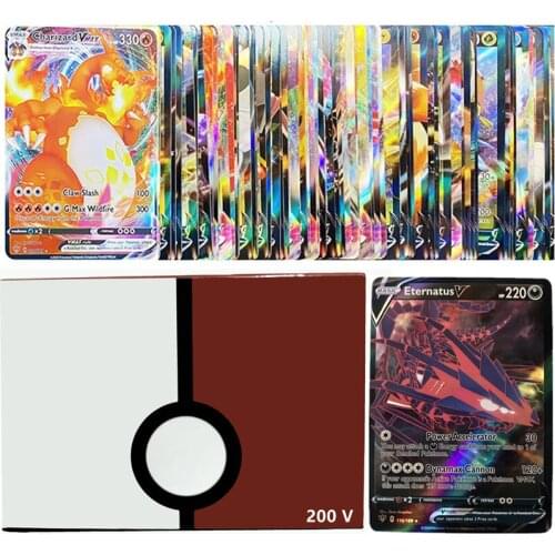 200Pcs French Pokemon Card Vmax Shining Game Battle Carte Charizard Rainbow GX TAG TEAM EX MEGA English Version Cards Kids Toys
