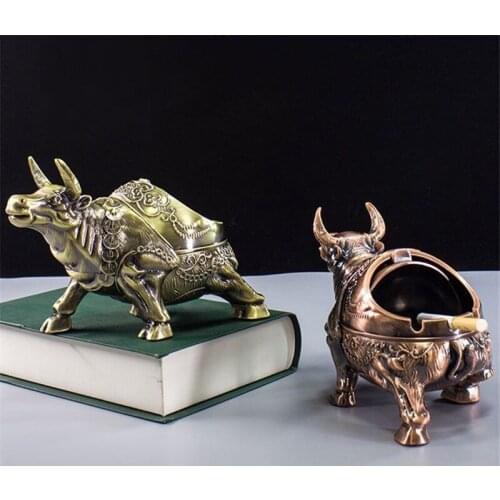 2021Retro creative ashtray with lid cigar metal ashtray windproof ashtray with lid alloy ashtray home decoration ornaments