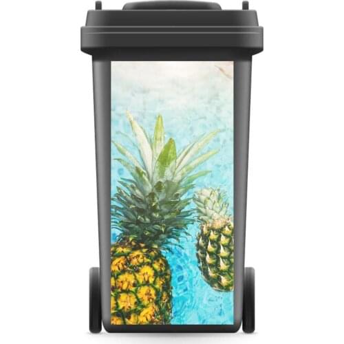 3D Rubbish Bin Sticker Pineapple In Water Art Wallpaper mural Wall Print Decal Removable Wall Mural Photo self adhesive Gift