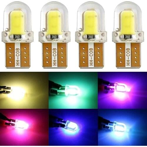 4Pcs 12V Car T10 W5W LED COB Silicone Bright Turn Signal Side Light Lamp Bulb Headlights For Auto Daytime Car Light Accessories