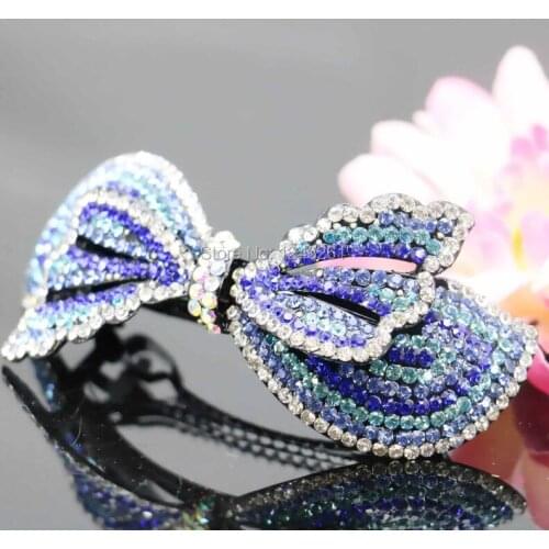 40*90mm Butterfly Bows Bowknot Hair Accessory Wedding Headdress Bridal Hairpin Rhinestone Hair Clip Head Bands Headband