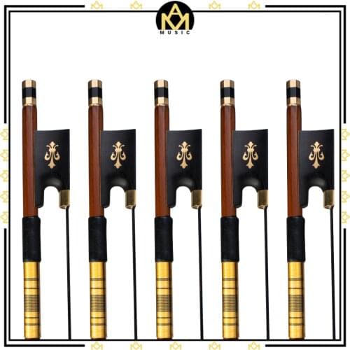 5pcs/1set Hot Sale IPE Bow Sheep Skin Grip AA Grade Black Horsehair Ebony Frog Fleur-de-lis Inlay For 4/4 Violin Fast Shipping