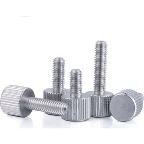 6pcs M2 M2.5 304 stainless steel Flat knurling hand screw Big round hands screws 5mm-12mm Length