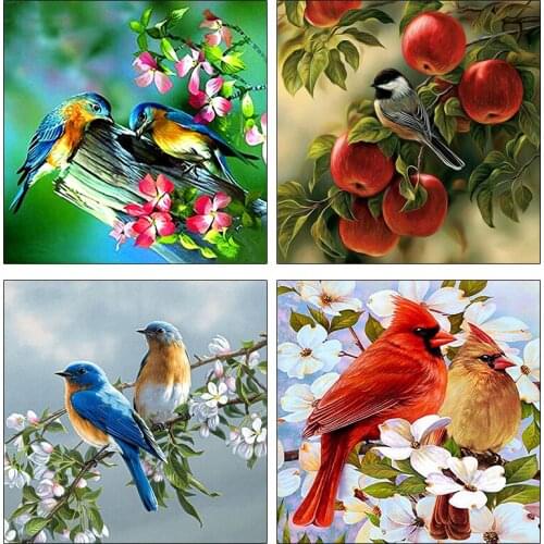 PDMDOG Diamond Painting Full Square/Round Diamond "Bird flower landscape" Pattern Embroidery Cross Stitch 5D Rhinestone Painting