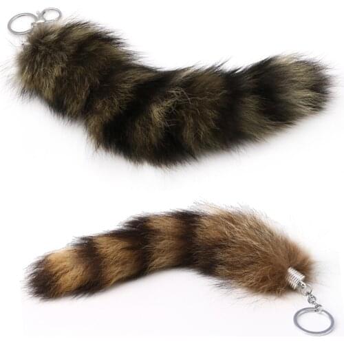 1pcs Raccoon Coat Tails Key Ring Chain Keyring Keychain Gift
