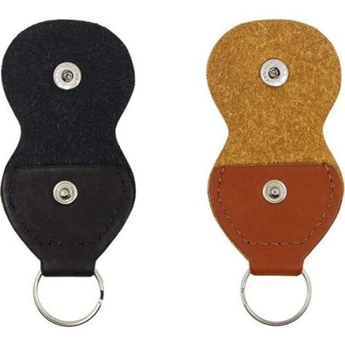 Guitar Picks Holder Case - Leather Keychain Plectrum Key Fob Cases Bag (2 Pack - black,brown)