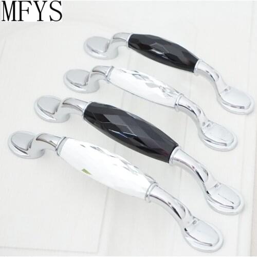 5.0'' 3.75'' Black Clear Crystal Drawer Pulls Handles Bright Silver Dresser Handles Furniture Hardware Kitchen Handles
