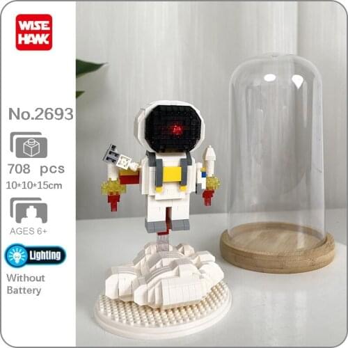 WS 2693 Space Advanture Astronaut Spaceman Lift Off Rocket Led Light Mini Diamond Blocks Bricks Building Toy for Children no Box
