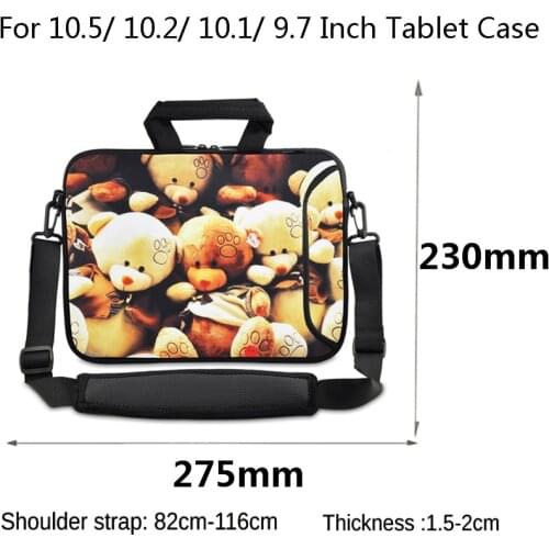 For Asus Lenovo Acer Huawei Apple iPad Air 3 10.1" 10.2" 10.5" Cute Little Bear Prints Laptop Tablet 9.7" 10 Inch Bag Case Pouch