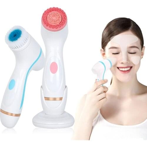 3 In 1 Electric Cleansing Brush Sonic Nu Face Spin Brush Set Silicone Face Brush Deep Cleaning Skin Exfoliation Facial Massager