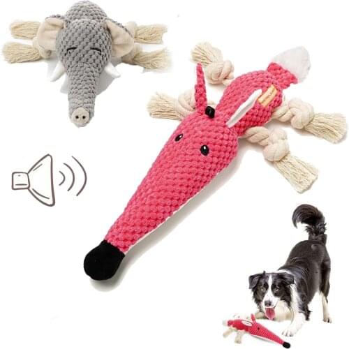 Dog Toy Cleaning Teeth Squeaky Interactive Cartoon Animal Shaped Cotton Rope Dog Toy Pet Training Products Pet Chew Toys