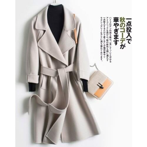 Cashmere coat womens middle and long 2020 new autumn and winter fashion high end Hepburn style Korean woolen coat