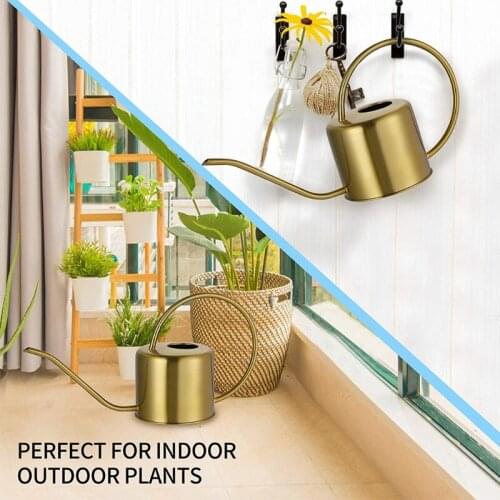 Long Tips Watering Can 1300ml Portable Gardening Watering Bottle Stainless Steel Long Spout Watering Pot for House Plant
