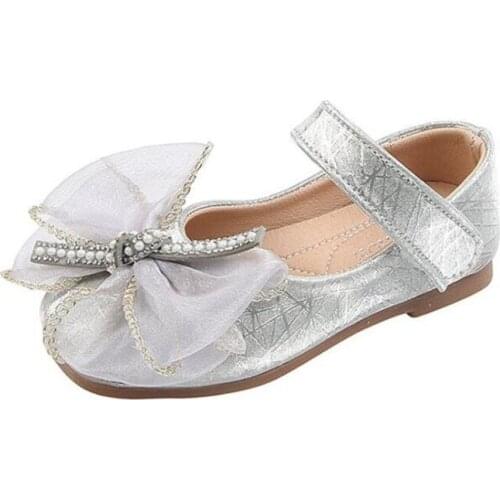 Leather Shoes For Girls Children Footwear Fashion Bow Flats Kid 2021 Spring Summer Princess Party Shoes Rubber Solid Color