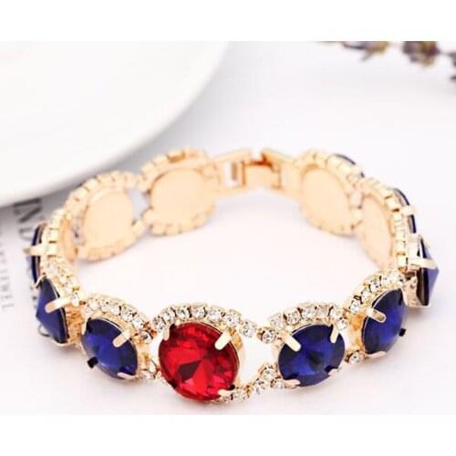 Gold Color Beautiful round Austrian Crystal Bracelet For Women Wedding Party Jewelry Female Bracelet Wholesale B036