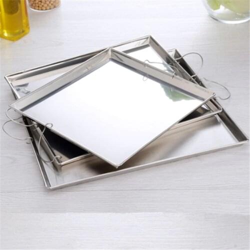 Stainless steel Square plate with handle China food maker tray fruite Dessert dishes and plates sets restaurant supplies machine