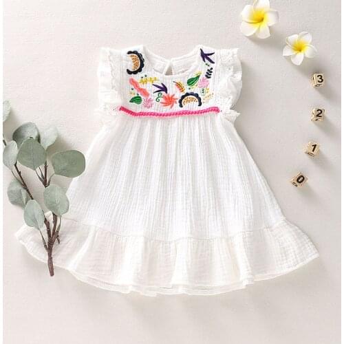 Summer Baby Girls Dress Newborn Baby Kid Girl Infant Sleeveless Embroidery Flower Princess Dress Baby Girl Clothes Ropa Bebes