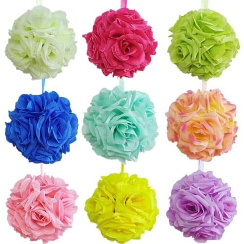 Hot sale 8inch (20cm) Artificial Silk Flower Rose Kissing Balls Wedding party Christmas DIY Decoration Home Supplies flower ball