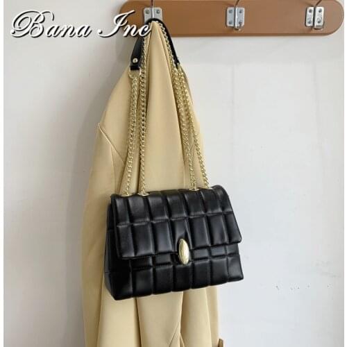 Minimalist Women Bag Luxury Brand Metal Chain Crossbody Bag Pu Leather Shoulder Bags For Women High Quality Bolsa Ladys Handbag