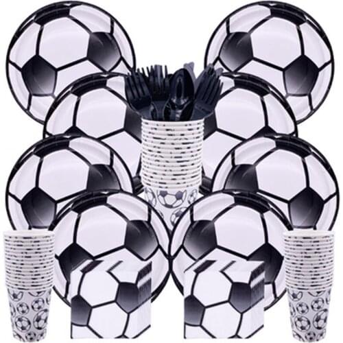 Football Write Soccer Boy Birthday Party Cup Plate Disposable tableware Sets Baby shower Party decoration Supplies Ballon Set