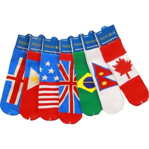 One Pairs Kids Boys Girls National Flag Socks Baby Boys Girls Socks Flag Pattern United Kingdom United States Iceland 2-4 Years