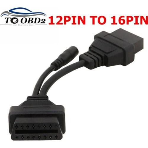 Newest for Mitsubishi 12Pin ODB2 Cable Connector to 16 pin OBD II Diagnostic Cable for Mitsubishi 12 Pin OBD Adapter Cable