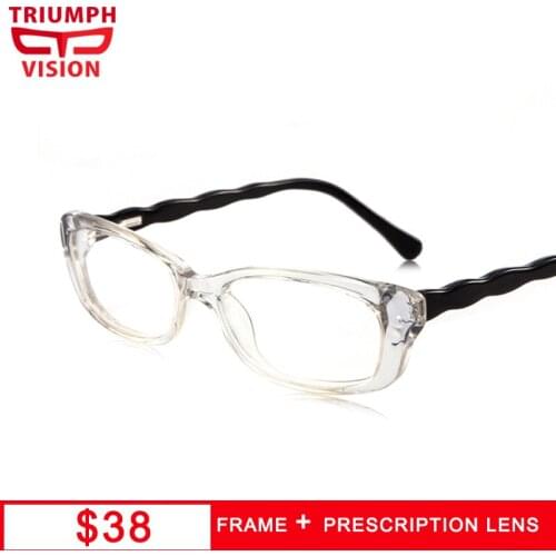 TRIUMPH VISION Female Transparent Wave Design Spectacles Small Oval Prescription Diopter Glasses for women Astigmatic Eyewear