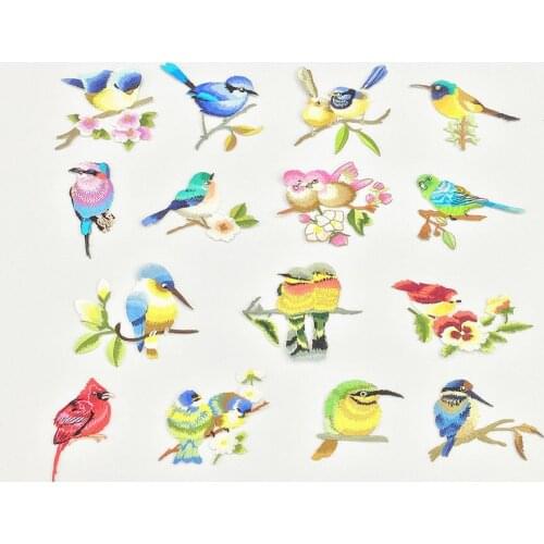Wholesale Retail Multi Sizes 1Pcs/lot New Birds Patch Embroidery Iron On Patches For Clothes Dresses DIY Accessories
