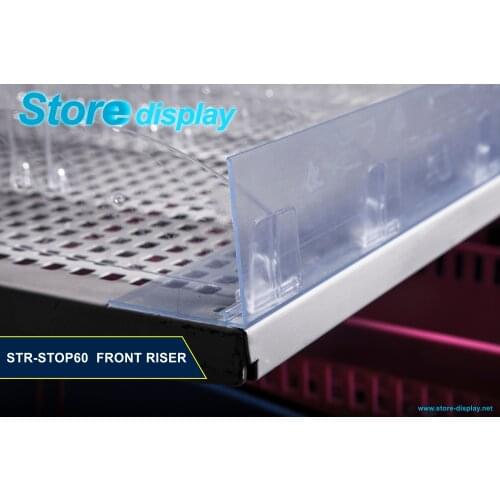 Plastic PVC Clear Storage Rack Shelf Dividers Side Splitter Holder In Supermarket Retail Stores 100cm Shelf Edge